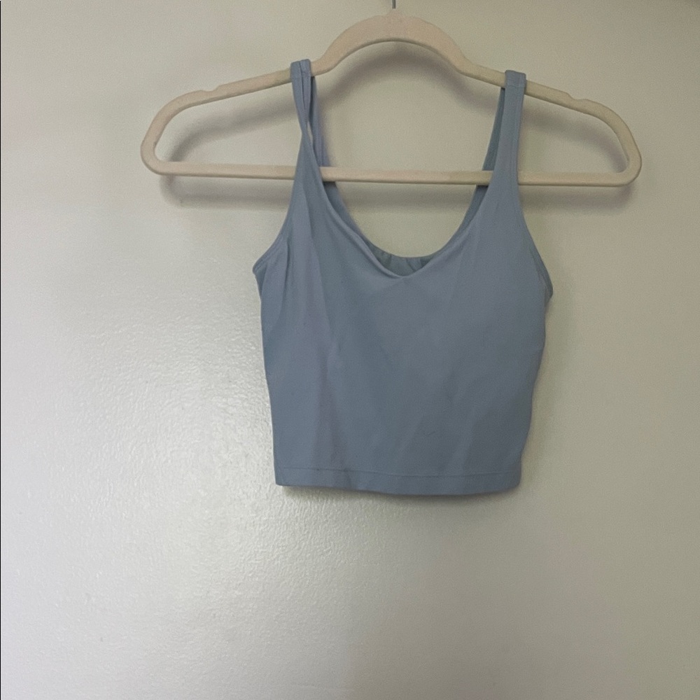 Cropped Scoop Neck Tank Top in Dusty Blue